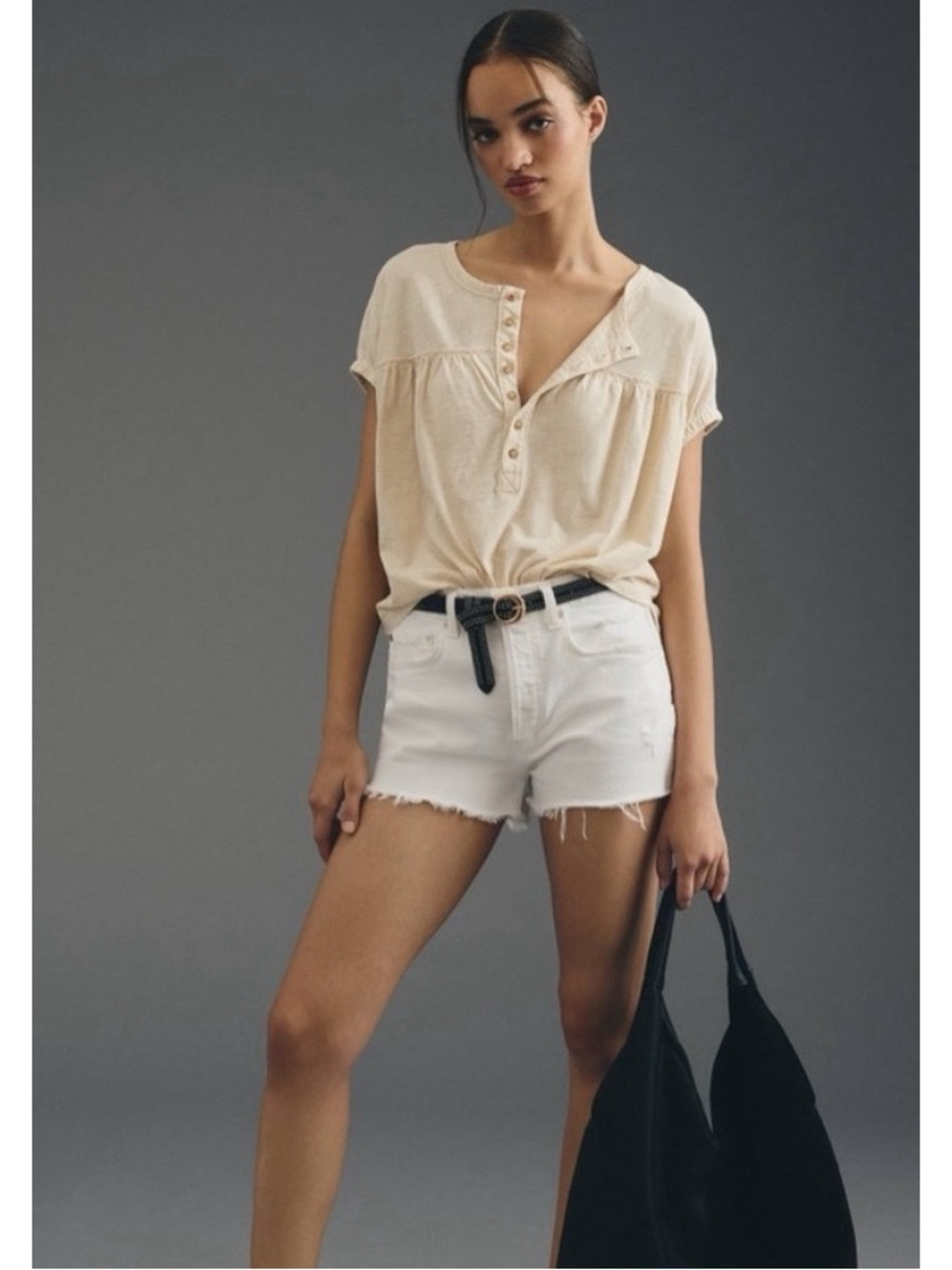 | Anthropologie | Ruched Henley T-shirt